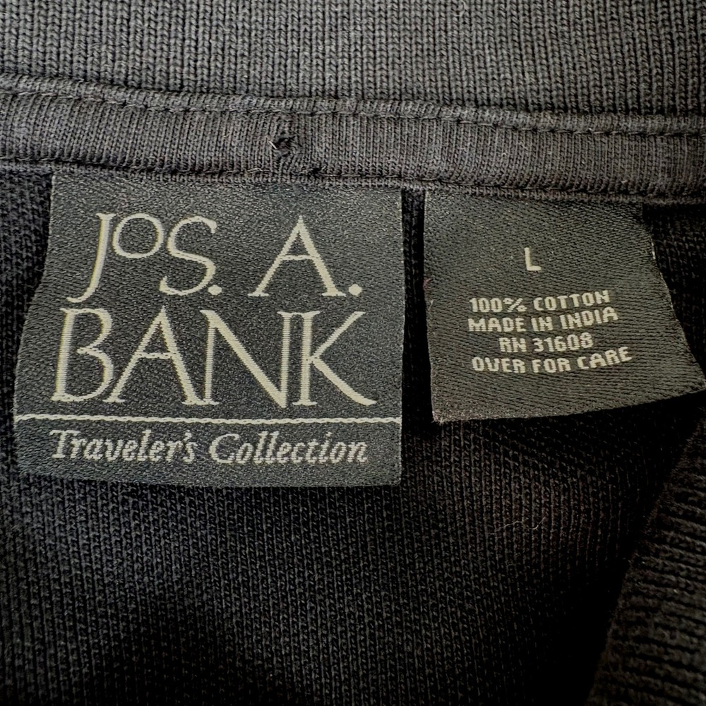 Jos A Bank Travelers Collection Polo Shirt Large Black Cotton Pique Short Sleeve - Picture 4 of 8